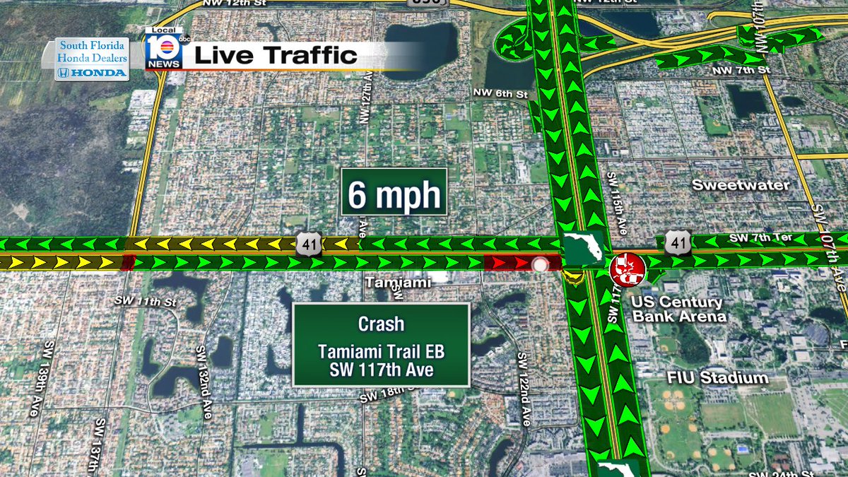 Crash at Tamiami Trail EB & SW 117th Ave #MIAMI #TRAFFIC https://t.co/kaVVbHblWV