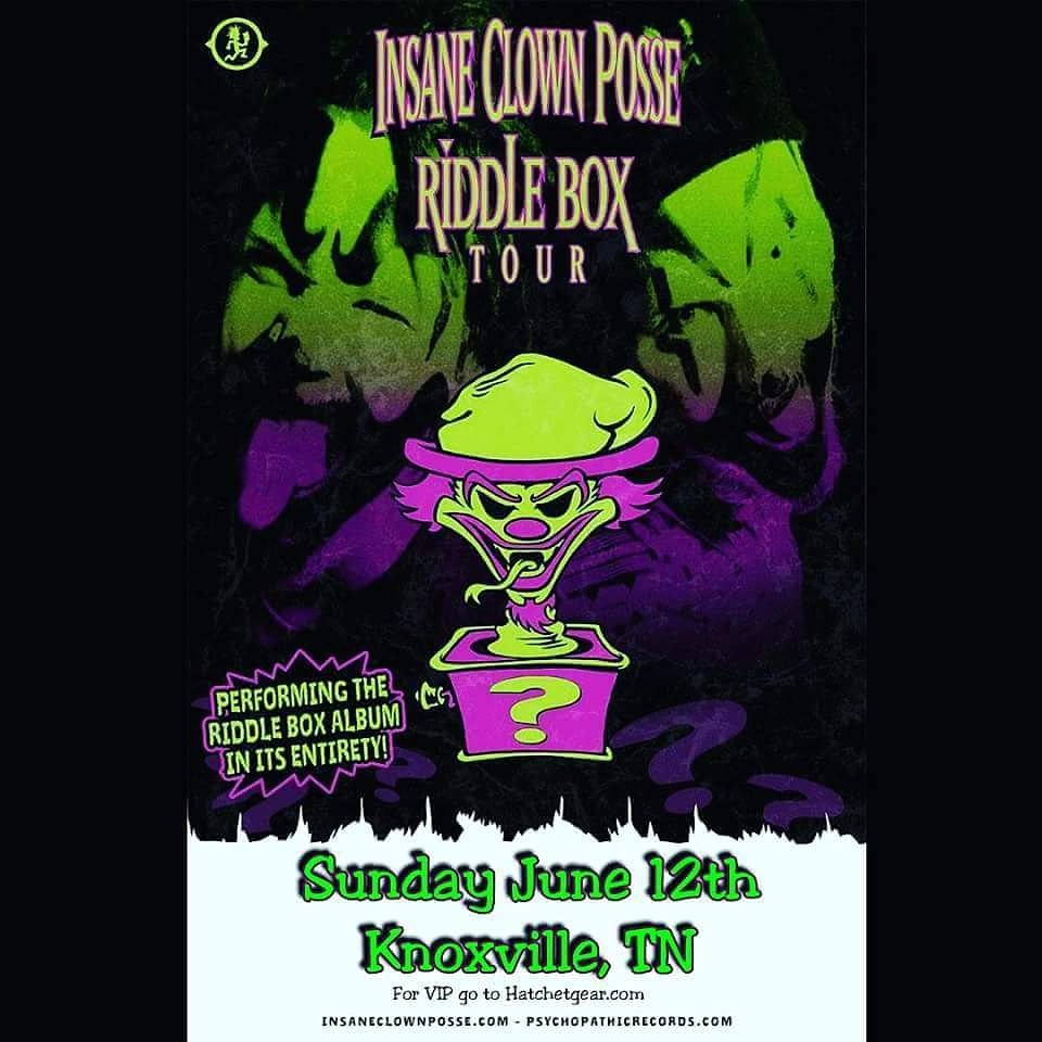 2 Days!! First time at this venue, hopefully make some new homies! #riddlebox #icp #psycopathicrecords #puremagic