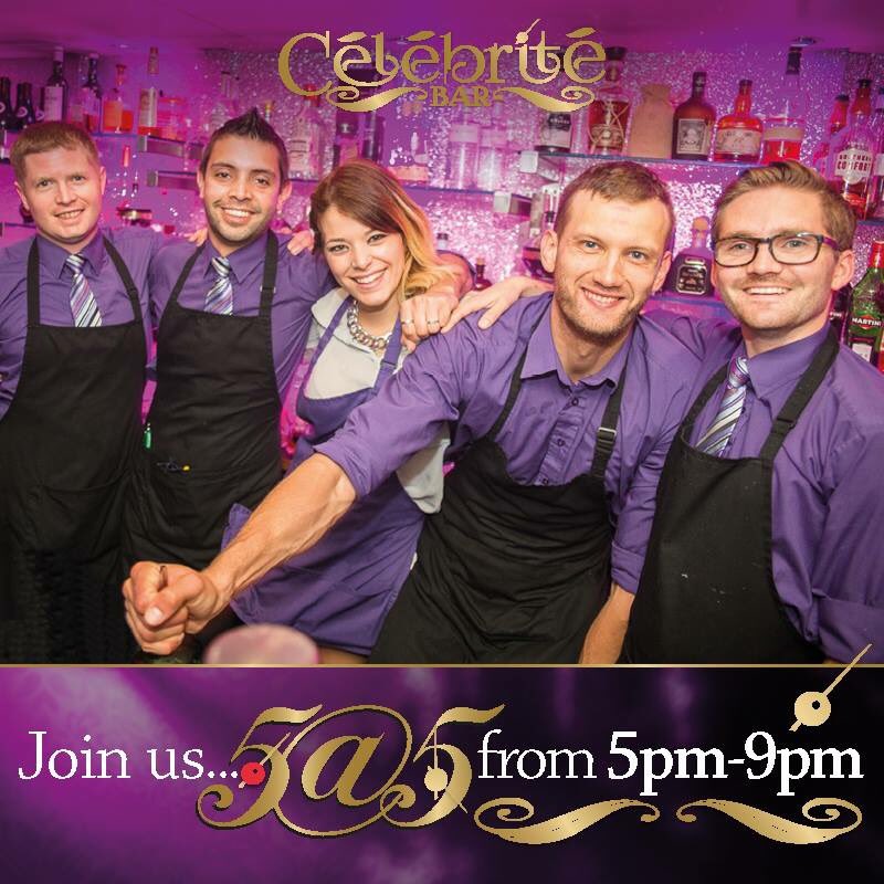 CelebriteBar's tweet photo. Smile, it's Friday!! 

Join us from 5pm for our range of £5 cocktails - available until 9pm.

Let the weekend begin. https://t.co/Sp57eptS55