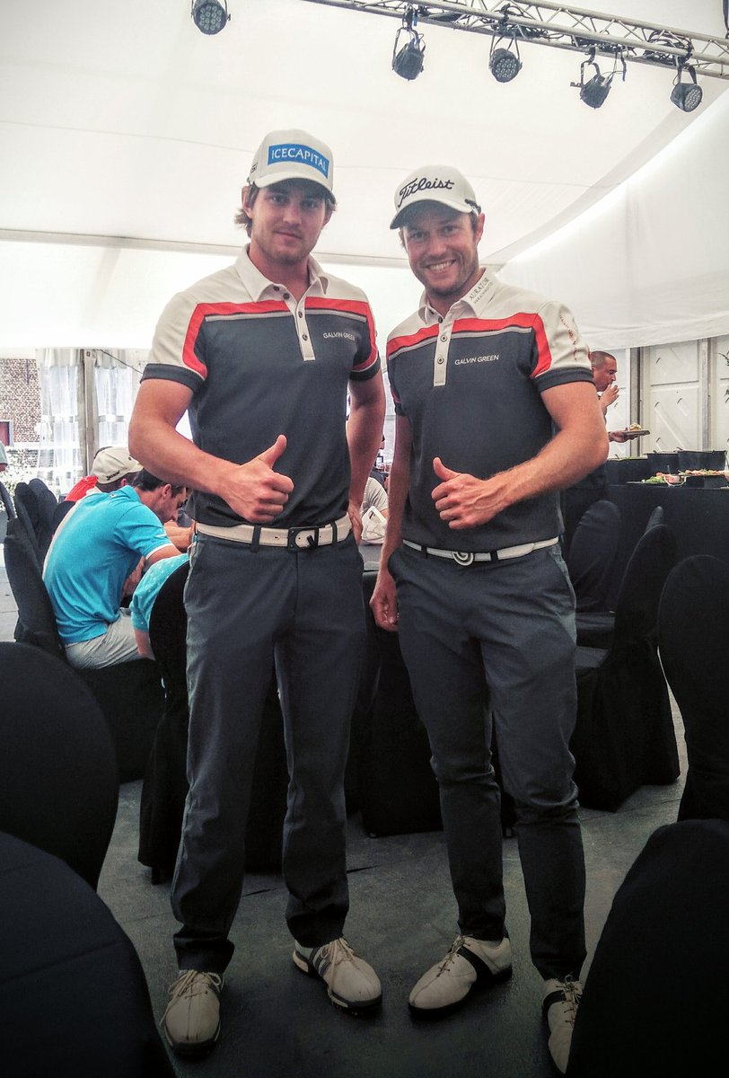 From all the <a href="/galvingreen/">Galvin Green</a> colors we end up wearing the same w/ <a href="/LateRuuska/">Lauri Ruuska</a> 😂 #galvingreen @Challenge_Tour#KPMGTrophy