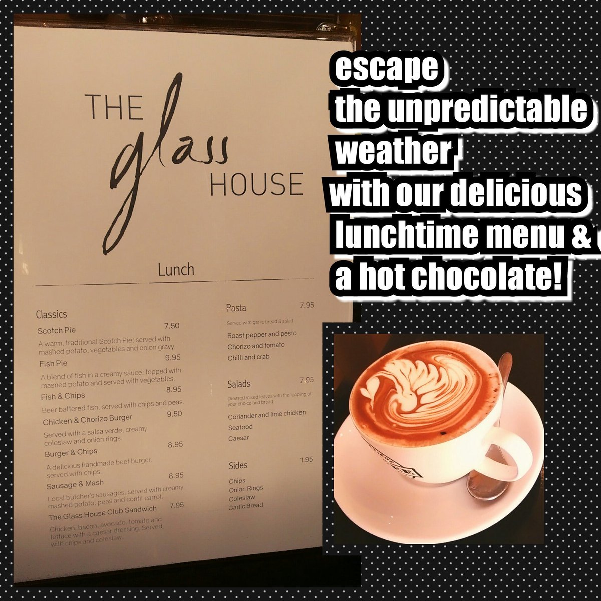 Check out our #lunch #menu #hot #chocolate