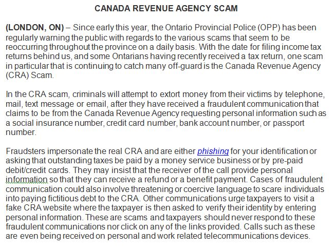 OPP_WR's tweet photo. If you get this call, hang up and contact police or file a complaint with the Anti-Fraud Centre at 1 888 495 8501. https://t.co/z0fasDUKDe