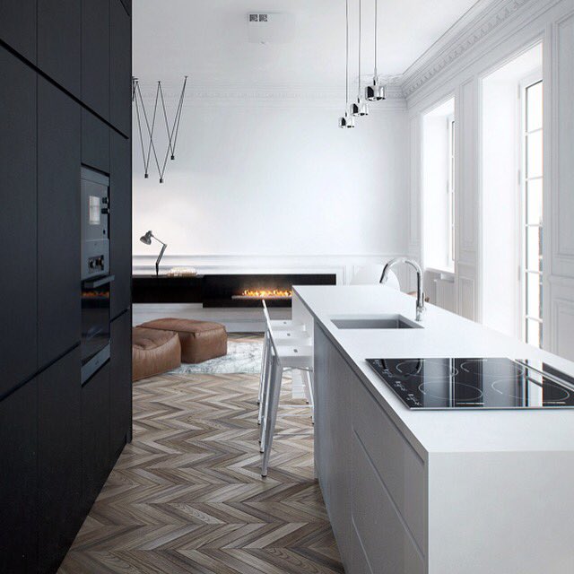 loved_design's tweet photo. Contrasting white and black kitchen units #loved #inspiration  #interiordesign #kitchen 📸 https://t.co/V5MrY7Q5uu https://t.co/n08UAmHdIB