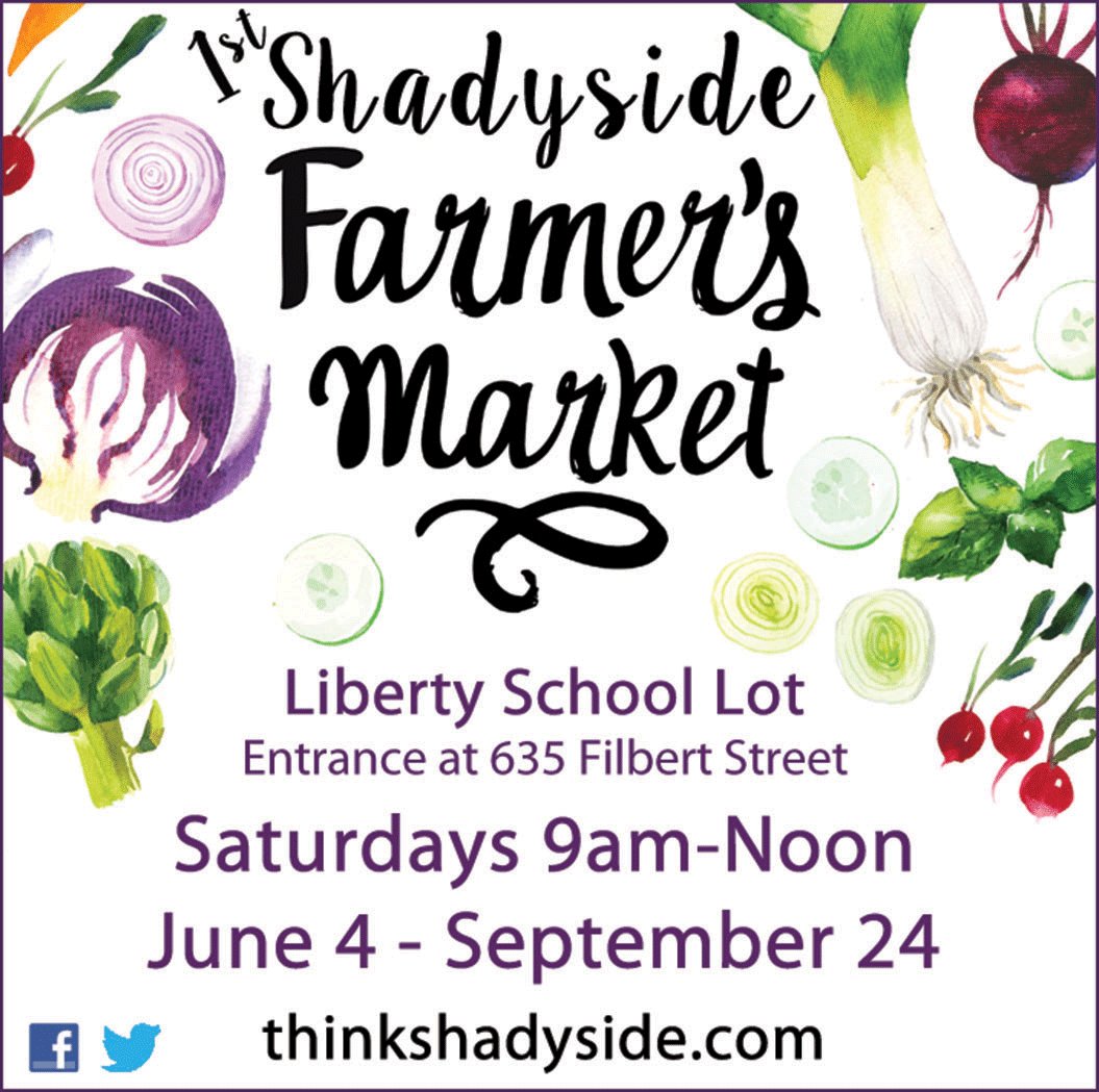 The Shadyside Farmers Market is every Saturday thru Sept 24, 9am-noon, Liberty School lot on Ellsworth. Come say hi!