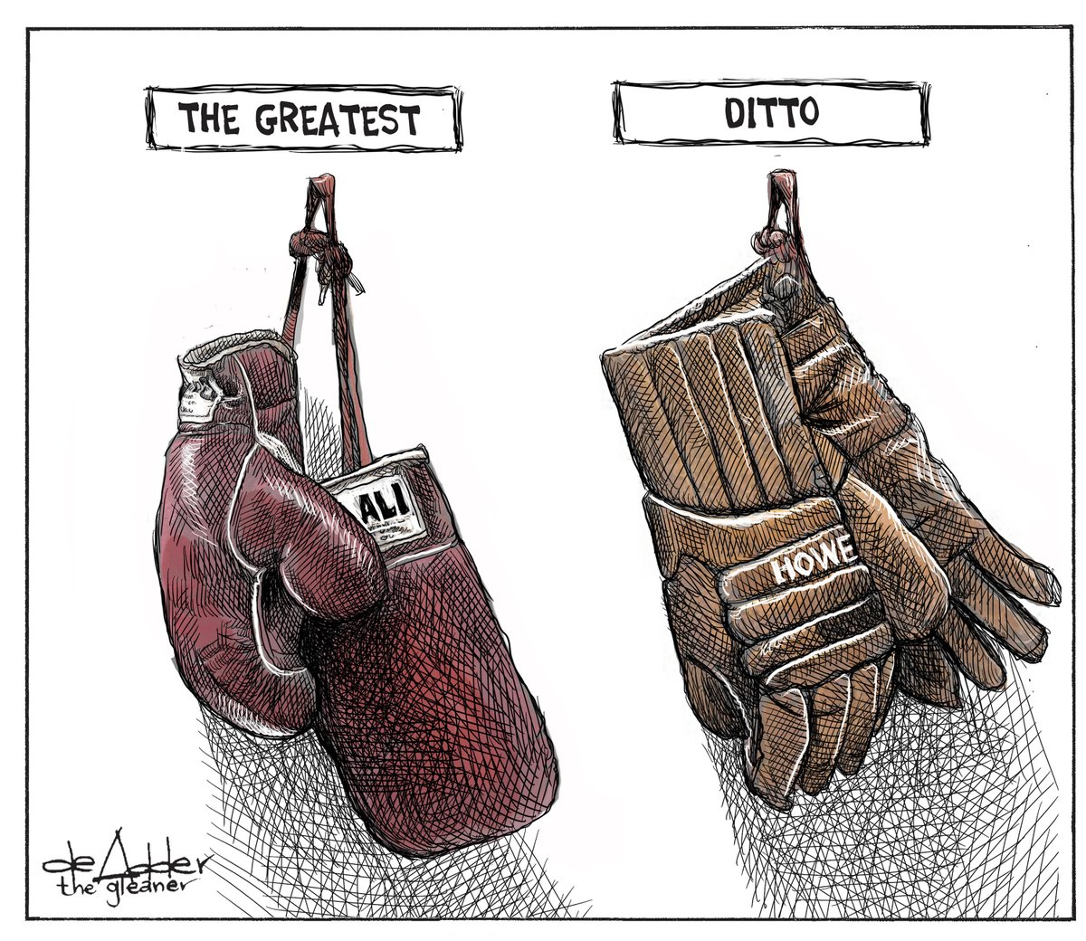 deAdder's tweet photo. Cartoon for June 10. #GordieHowe #MrHockey #TheGreatest #Ali https://t.co/u702fsYiqf