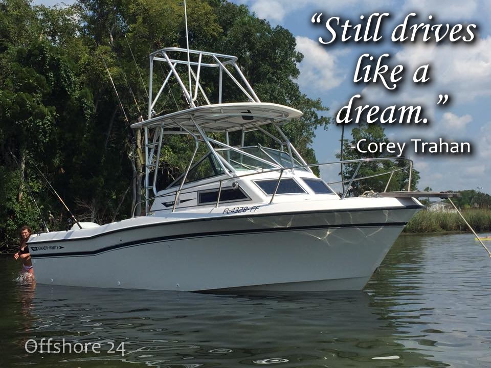 GradyLife's tweet photo. Corey Trahan's Offshore 24 may be a 1987, but it's still going strong. #GradyLife https://t.co/6fo6xusS7B