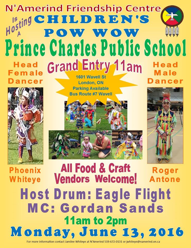 N'Amerind Friendship Centre Children's Pow Wow <a href="/PrinceCharlesPS/">Prince Charles P. S.</a> Mon. June 13
