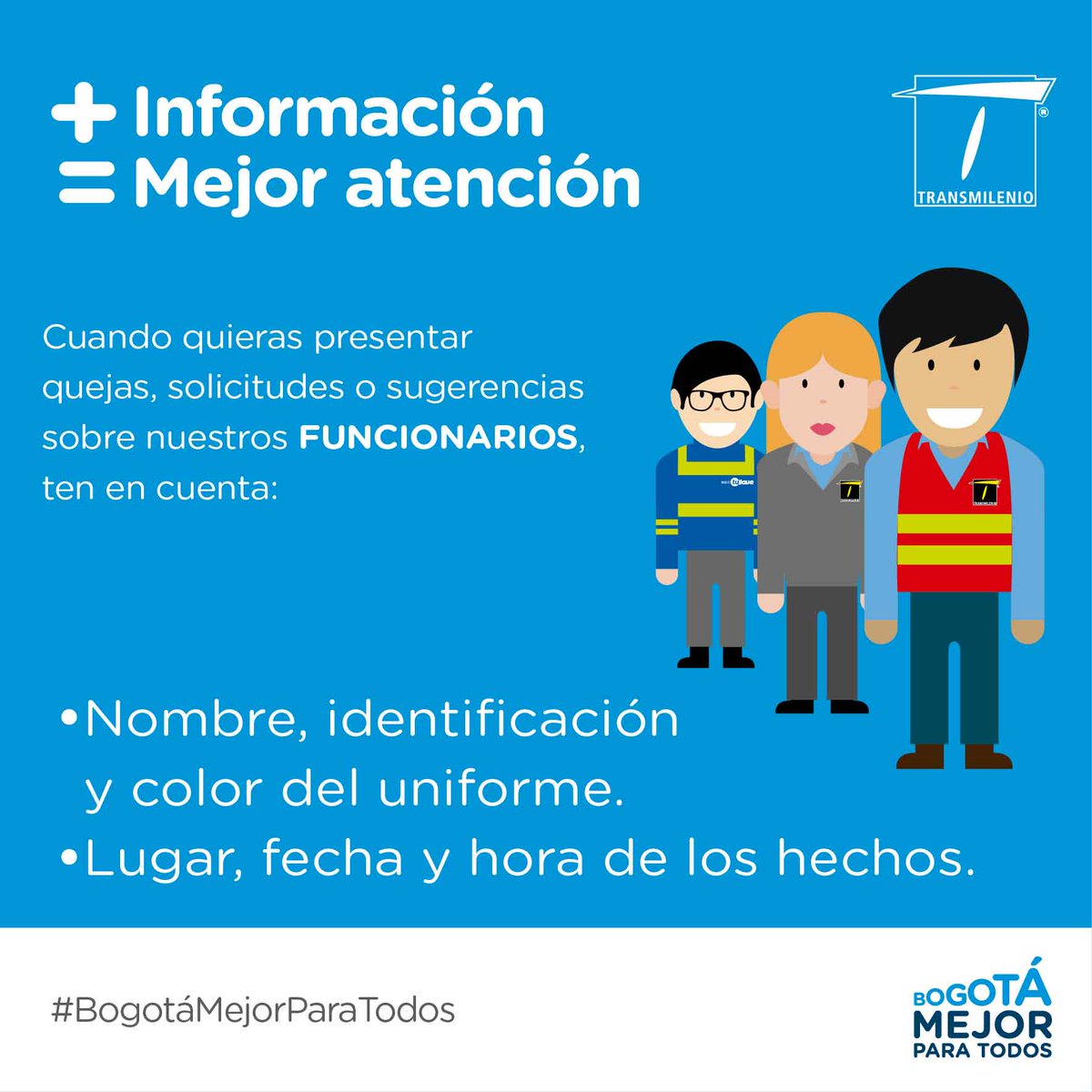 TransMilenio's tweet photo. Para realizar una PQRS debes llamar a la línea 018000115510 o en https://t.co/Tsw3iIA2sc #TrasmiMejorParaTodos https://t.co/DqRFZZEXW9