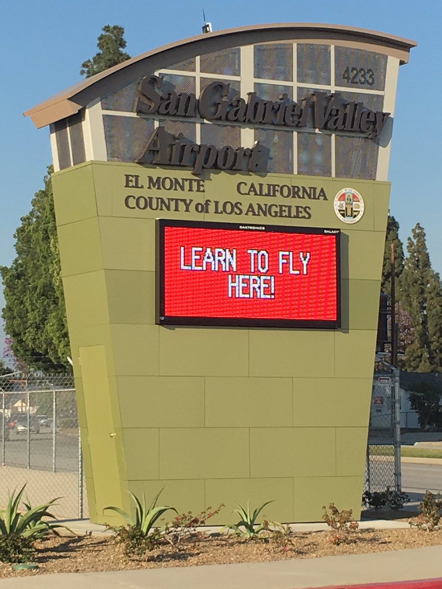 GregMcAloney's tweet photo. Great use of metallic Trespa Meteon panels for signage at San Gabriel Valley Airport-Great design LA Co Public Works https://t.co/3MoyOazVBr