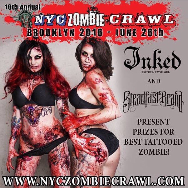 <a href="/inkedmag/">Inked</a> <a href="/steadfastbrand/">Steadfast Brand</a> will be presenting prizes to the best tattooed zombies at the NYC Zombie Crawl 😈