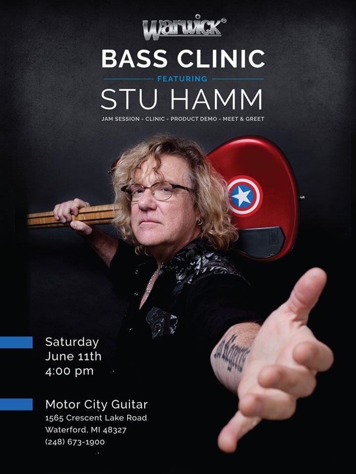 Motor City Guitar would like to invite you to a FREE bass clinic with the legendary Stu Hamm!
 Sat, June 11 at 4pm