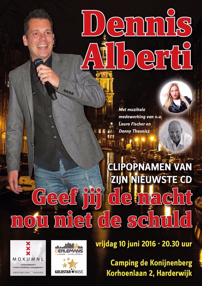 Vanavond Clip opnames van de nieuwe single van <a href="/AlbertiDennis/">Dennis Alberti</a> start om 20:30 uur.