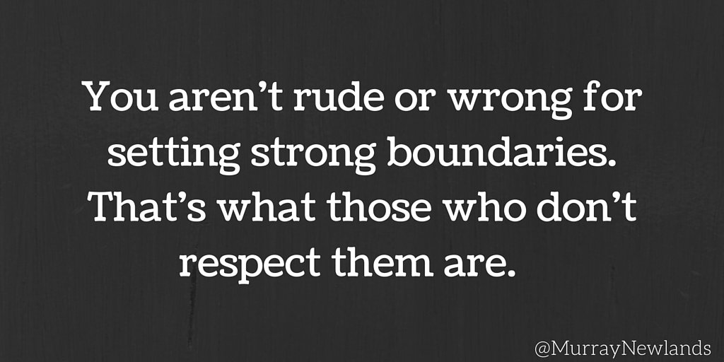 MurrayNewlands's tweet image. You aren't rude or wrong for setting strong boundaries. That's what those who don't respect them are. #Boundaries