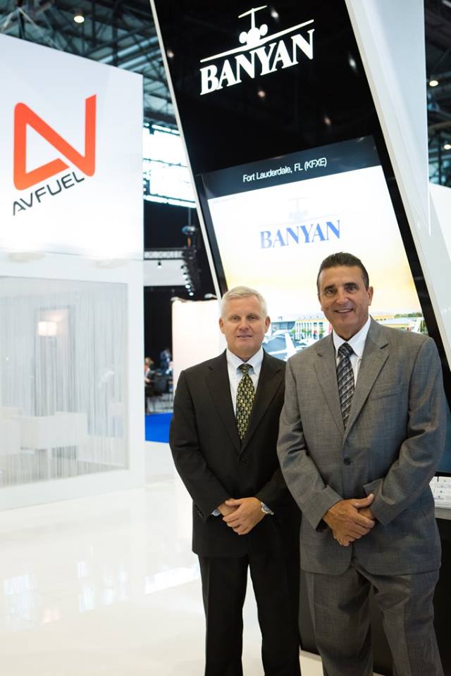banyanair's tweet photo. Great photo of Mike O'Keeffe & John Mason representing Banyan in the @AVFUEL booth at #EBACE2016.Thanks for sharing! https://t.co/PchNzN8tjA