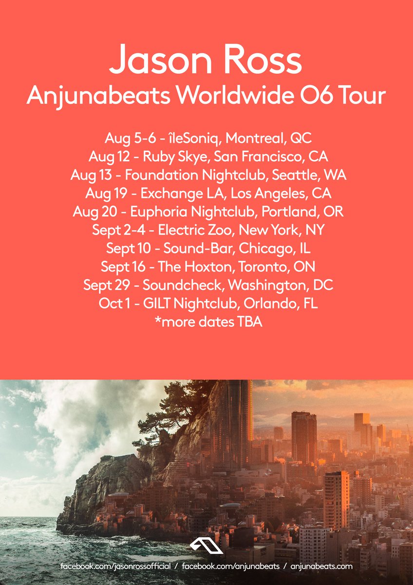 Anjunabeats's tweet photo. Tickets for the #Worldwide06 tour with @JasonRossOfc are now on sale! More dates TBA: https://t.co/cJrg6tq55C https://t.co/wiIF6HRmwx