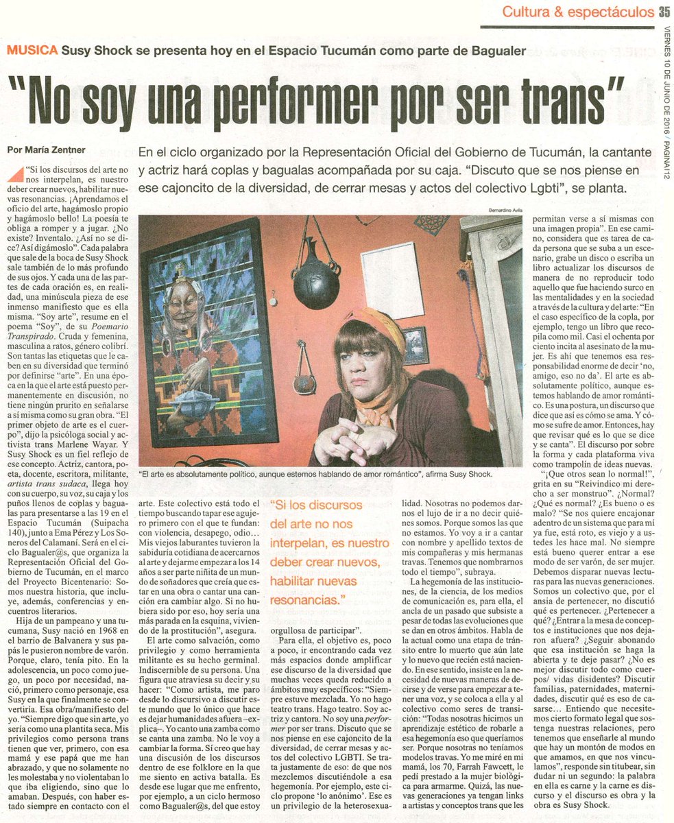 Hoy SUSY SHOCK y su folklore trans en ciclo Bagualer@s + Ema Perez + Los soneros del Calamani en <a href="/EspacioTucuman/">Espacio Tucumán</a>