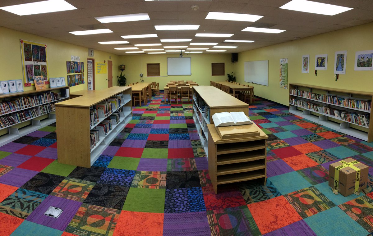 MDCPSCapital's tweet photo. Finalizing the details for this colorful media center @MDCPS Santa Clara Elementary. #Gobprogress @MiamiSup https://t.co/ZFFDgqmZiK