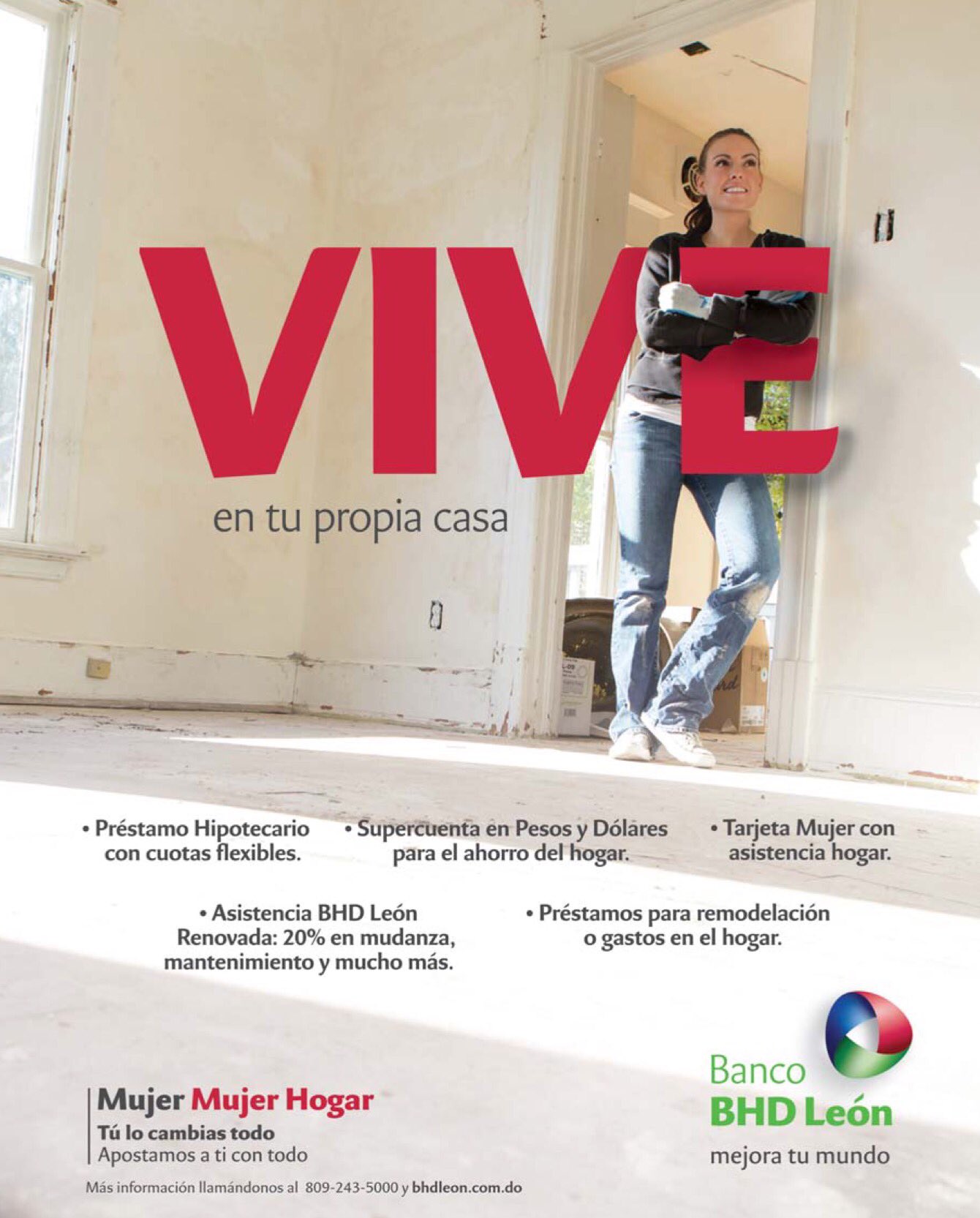 Banco BHD on X: Vive en tu propia casa. #MujerMujer Hogar. Más información  llamándonos al 809-243-5000 y t.coWopliw2k7v  t.coQl663XCR6l  X