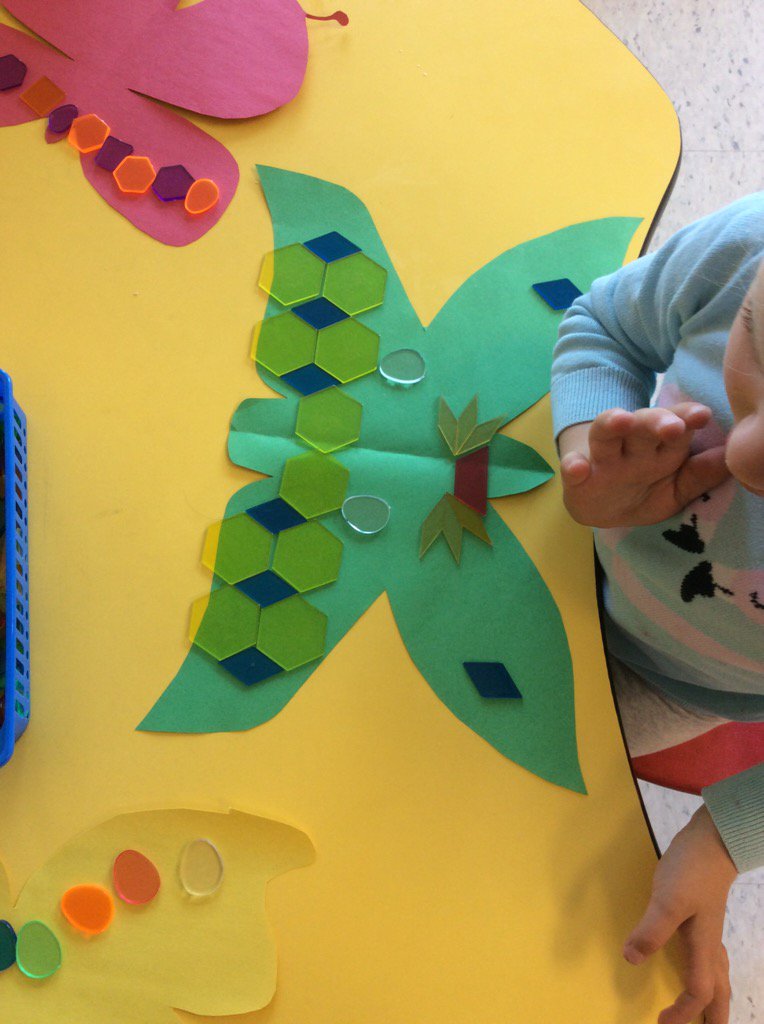bzkindergarten's tweet photo. Exploring symmetry and patterning with butterflies and 2D shapes. #AlexMuirPS #fdk #mathmindset https://t.co/VKppCpj88B