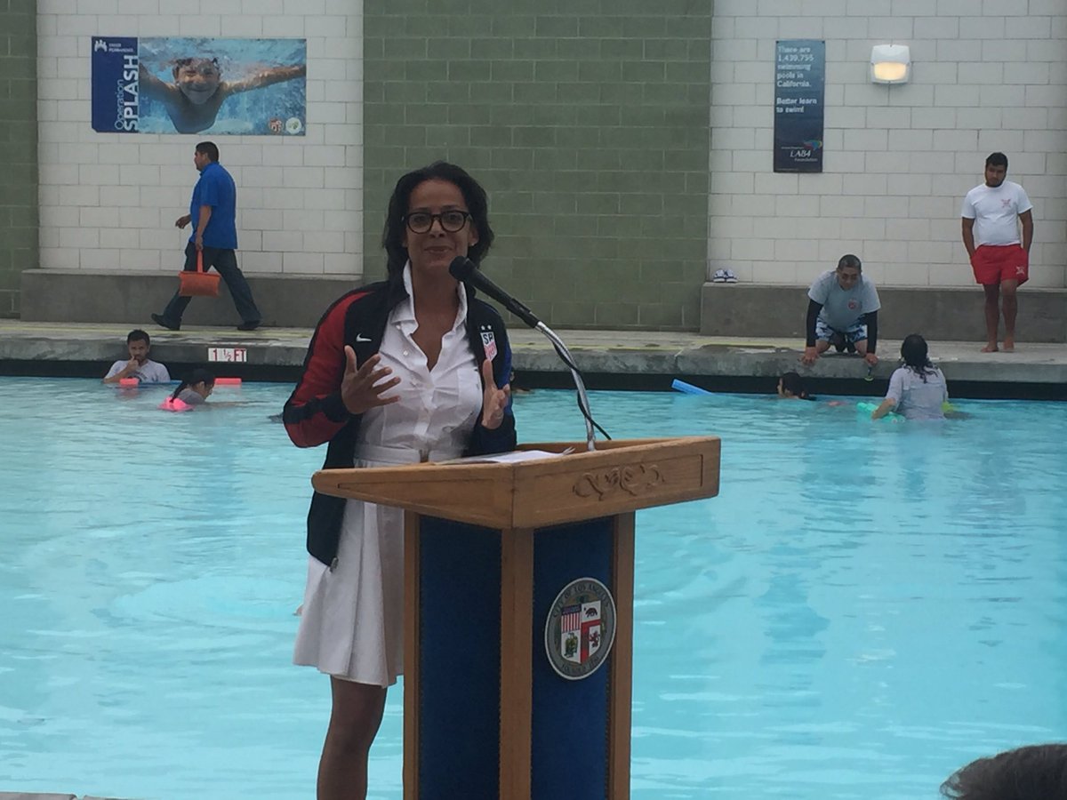 It's cloudy out, but the future is bright at the grand re-opening of the Central Recreation Center Pool! #MyDayInLA