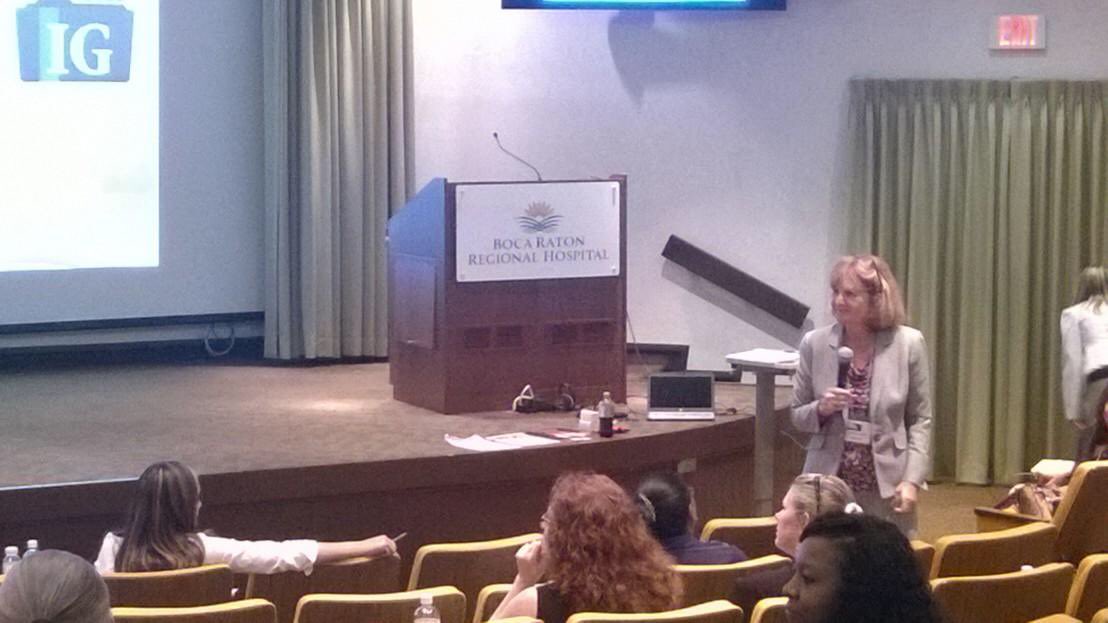 SuncoastHIMA_FL's tweet photo. Anita Doupnik speaking about Information Governance #IG at SHIMA event. #HIMsource https://t.co/gEof4z7M1J