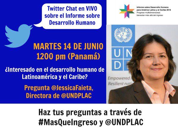 PNUDLAC's tweet photo. ¿Cuáles son los retos del desarrollo en #LAC? @JessicaFaieta responde este 14/06 en #TwitterChat #MasQueIngreso https://t.co/frXqq66F0v