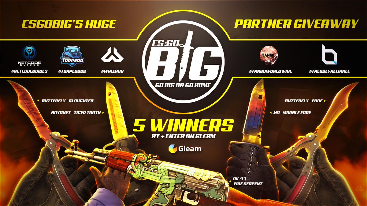 csgobig's tweet photo. Just 1 day left for our 4 knifes and FN AK Fire Serpent #giveaway here - https://t.co/NGfKDA3HW1 Go BIG or Go Home! https://t.co/H3x6zApzaj