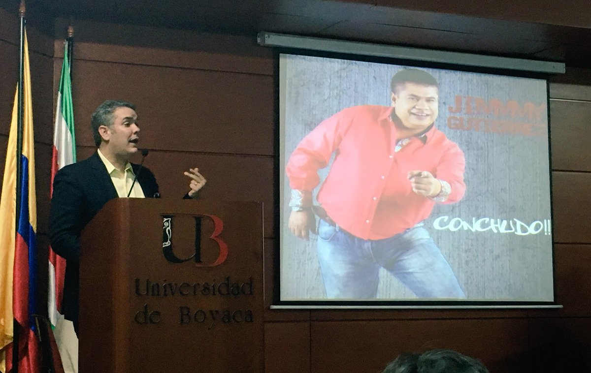 IvanDuque's tweet photo. En Colombia nos pasó lo que dice en su canción Jimmy Gutiérrez, 'nos bebimos lo del mercado' #ForoTributarioBoyacá https://t.co/6iu9EcAWAR