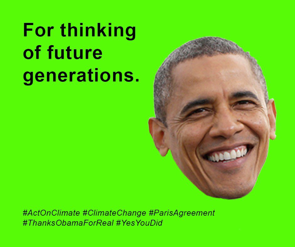 ThxObama4Real's tweet image. For thinking of our future. #ActOnClimate #ParisAgreement #ThanksObamaForReal #YesYouDid 1.usa.gov/1PWqe2c