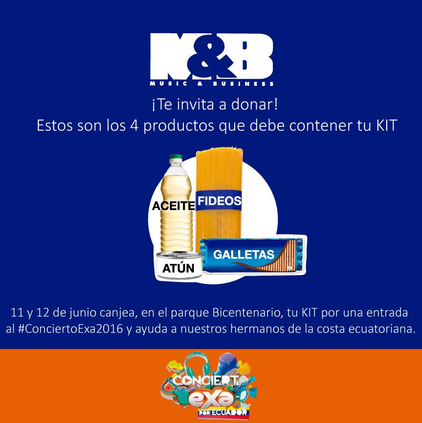 MusicBusinessEC's tweet photo. Mañana inicia tu oportunidad de donar y ayudar canjea tu #KitExa en el Bicentenario y disfruta del #ConciertoExa2016 https://t.co/TcVg0Ia7o0
