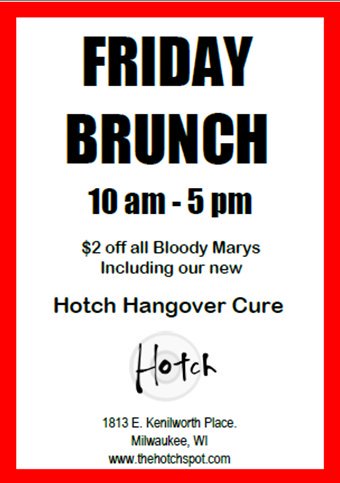 HotchSpot's tweet photo. Come cure your AYCD hangover with $6 bloodys and cheese potatoes!  #hotch #mke #milwaukee #cheesepotato https://t.co/zogsELn1Iu