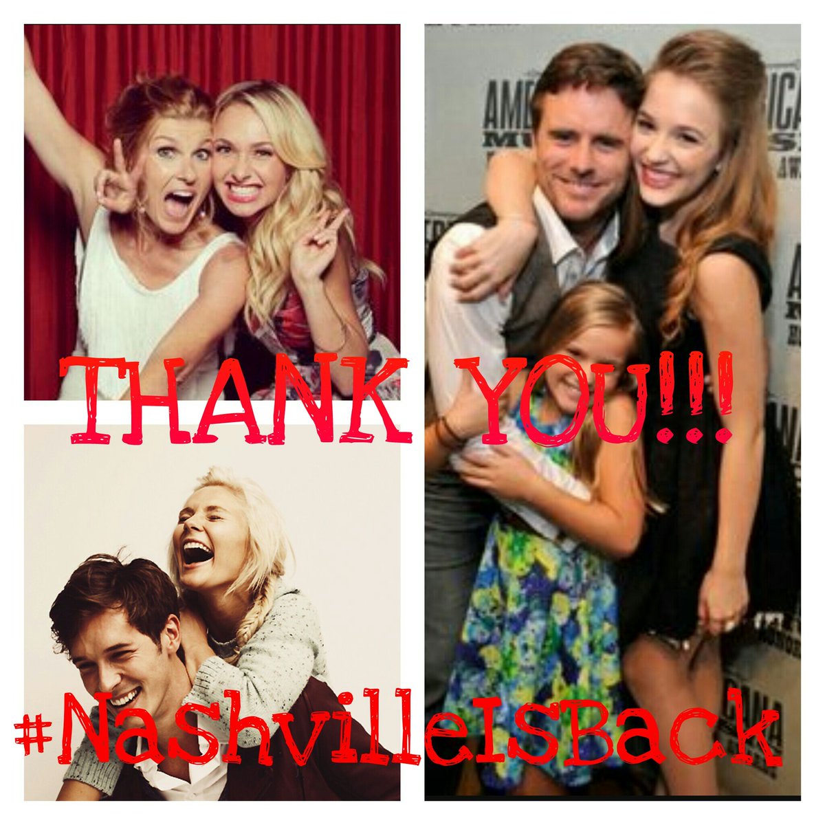 THANK YOU <a href="/LionsgateTV/">Lionsgate TV</a> for saving our show!!!!! And thank you @cmt <a href="/hulu/">Hulu</a> for our new home!!!!! #NashvilleIsBack 🎶🎶🎶🎶