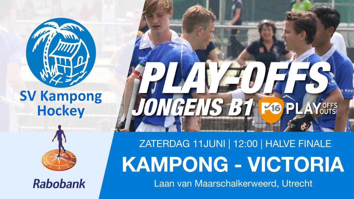 Zaterdag de eerste halve finale #PO2016 <a href="/KampongJB1/">Kampong JB1</a> vs <a href="/VictoriaJB1/">Janet Victoria</a> #Utrecht 12:00 Let's go!!! #blauwhart 💙💪