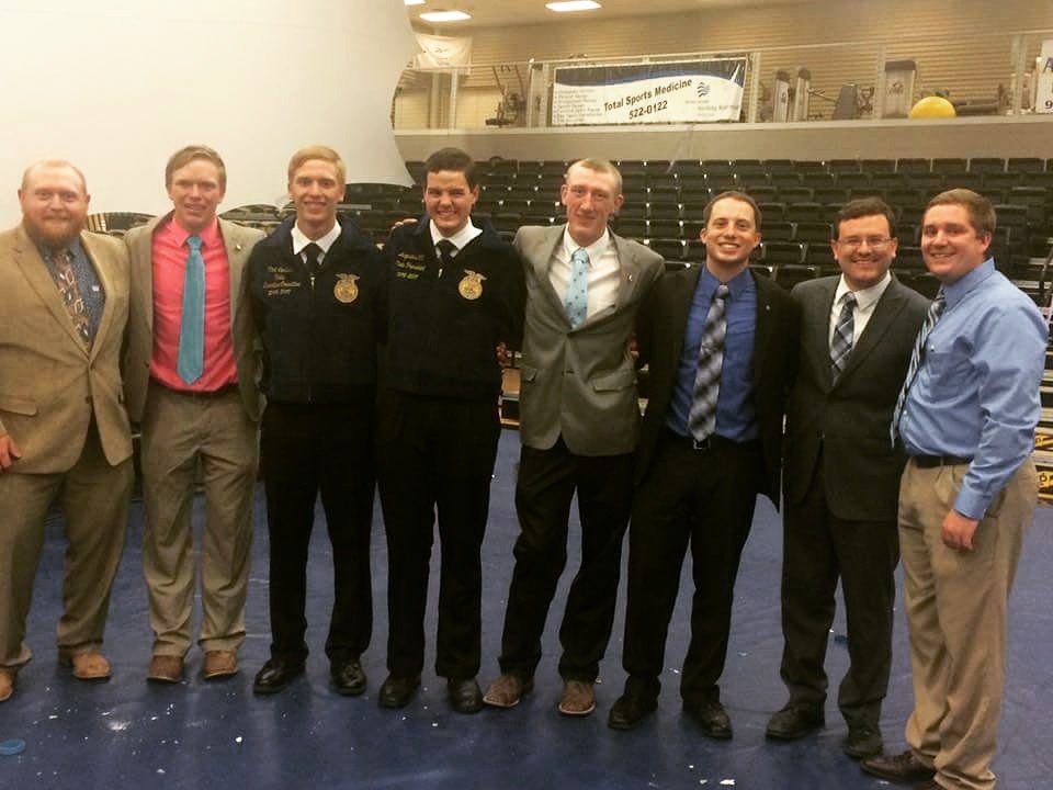 CSUFarmHouse's tweet photo. Congrats to Gus Gill and Flint Corliss on their new FFA State Officer positions! #FarmHouse #BuilderOfMen #PSMOES https://t.co/MDcGQI8GNo