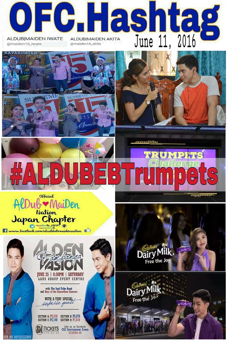 maiden16_japan's tweet photo. Official Hashtag of the Day
for Saturday June 11, 2016
Some photos CTTO.

#ALDUBEBTrumpets https://t.co/lVoOuH5ku0