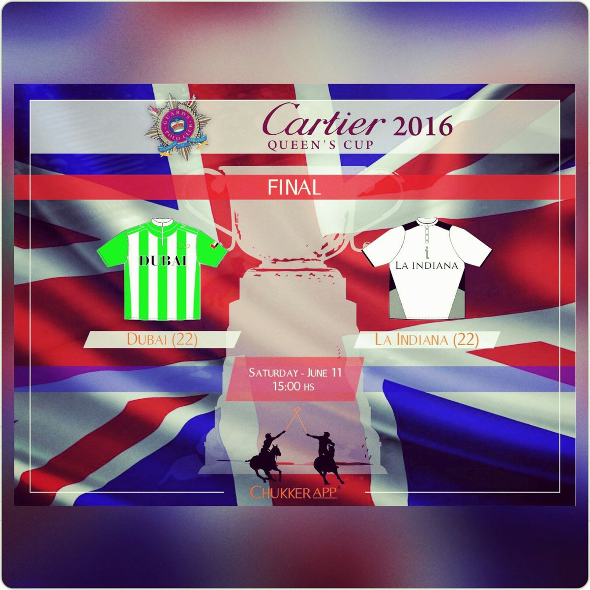 ChukkerApp's tweet photo. Tomorrow thrilling final @Cartier #QueensCup2016
Goal to Goal with aour free APP
#DubaiPoloTeam vs @laindianapolo https://t.co/29pYM6Z9xz