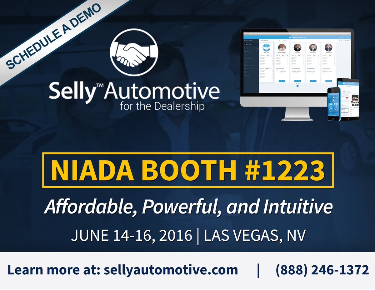 sellyautomotive's tweet photo. Stop by Booth #1223 at @_NIADA to see a demo of Selly Automotive CRM/ILM for Independents and BHPH's #NIADA #AutoCRM https://t.co/LtPGjtVhiT