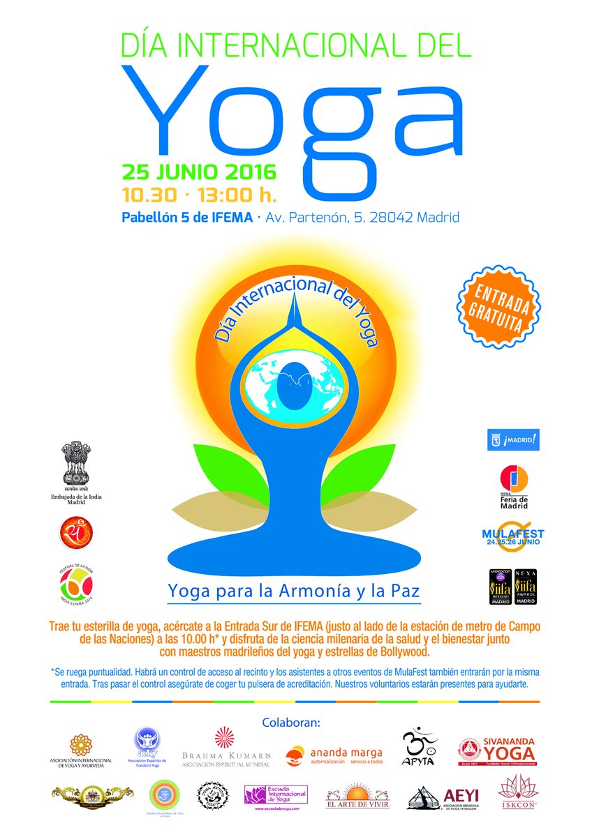 IndiainSpain's tweet photo. Here comes the grand celebration of the 2nd International Day of Yoga in Madrid!!!
#IndiaSpain60 https://t.co/1Em3L0RGEw