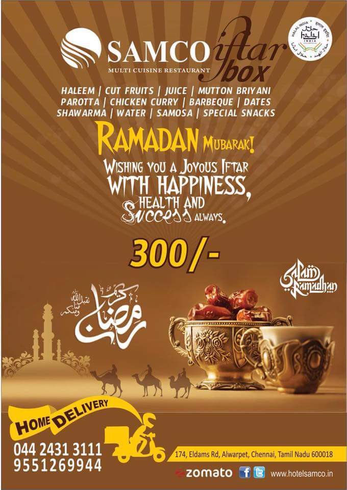 hotelsamco's tweet image. Enjoy the best #iftarbox in #chennai from #samco