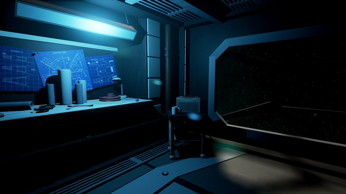 GraceGameArt's tweet photo. Looking out into Space ! My Sci-fi spaceship made in @UnrealEngine #gamedev #3dart #3dartist #gameart #indiegame https://t.co/jNQ81HCd5N