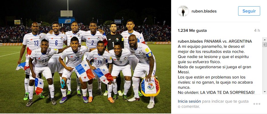 DiaaDiaPa's tweet photo. #AficionDD #ComentaDD ¿Qué te parece la opinión de @rubenblades referente al partido Panamá vs Argentina? https://t.co/wMQ6jIUCIL