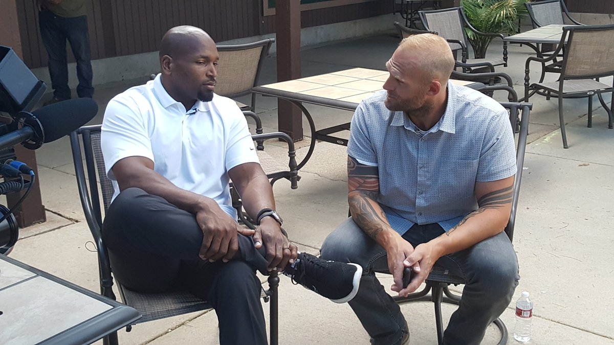MikeTanier's tweet photo. Kyle Turley and Eugene Monroe, talking medical cannabis. @realmofcaring https://t.co/hTXv4pbiDj