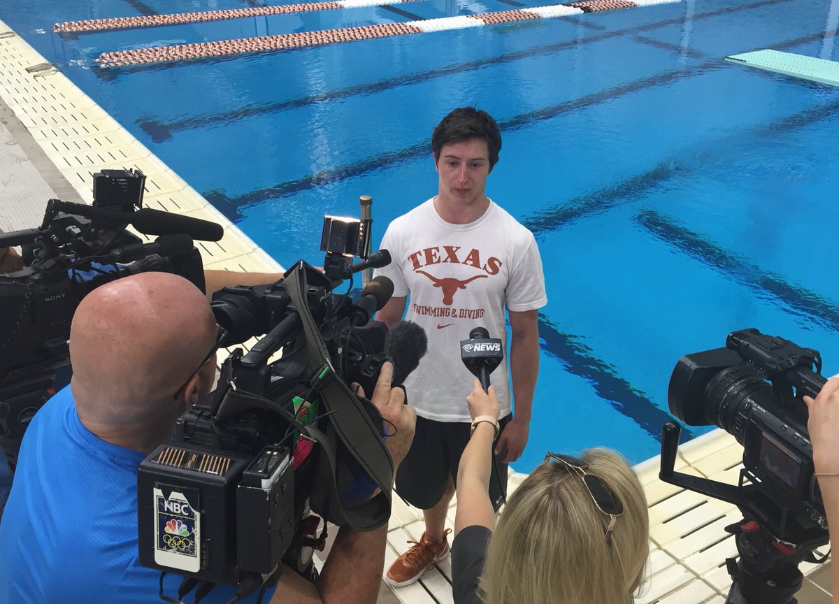 TexasMSD's tweet image. Former Longhorn Cory Bowersox discussing the upcoming U.S. Olympic Diving Trials with the locals. #RoadToRio