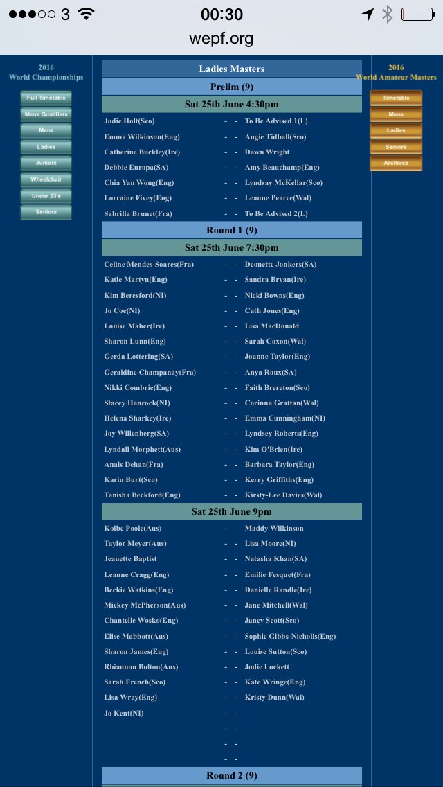 sepf_ladies's tweet image. Ladies World Masters Draw!!
@BreretonFaith @SEPFJaneyscott @Sepfladies #wepf #wepfworlds #sepf #sepfladies