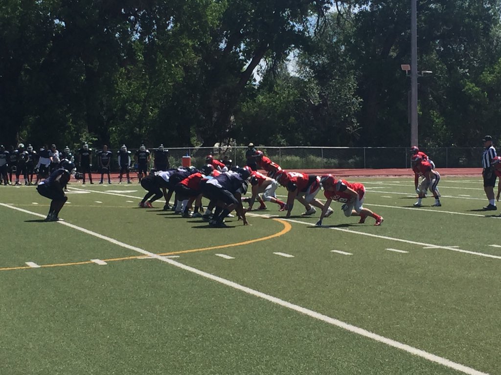 Heritagefootbal's tweet photo. Great morning for football! Thanks to @WeAreOverland football for a great scrimmage! #isitfallyet? https://t.co/X3Ahfihjud
