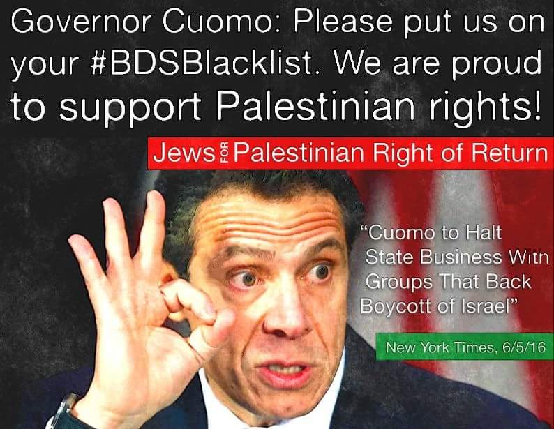 JaneVoter's tweet photo. .@NYGovCuomo I'm wearing #BDSBlacklist proudly! Can't muzzle me! #Boycott Israeli products EVERYDAY 4 #FreePalestine https://t.co/NfnUpqEXi3