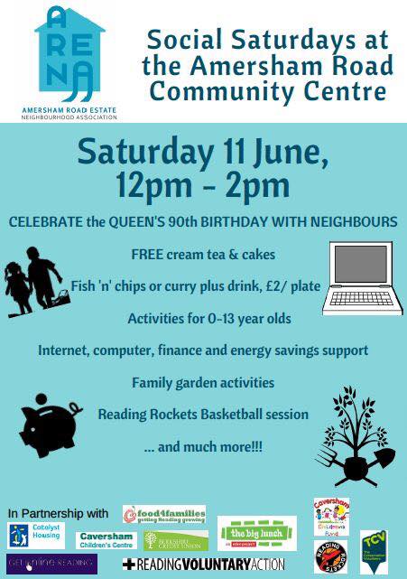 Celebrate Her Maj's birthday with Fish'n'Chips at Amersham Rd Community Ctr Social Saturday #rdg #queens90thBrithday