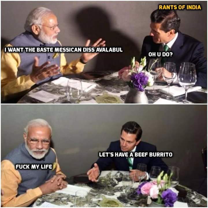 My_o_logy's tweet image. Meanwhile @Dinner  ... 
#ModiInUS 
#ModiInMexico