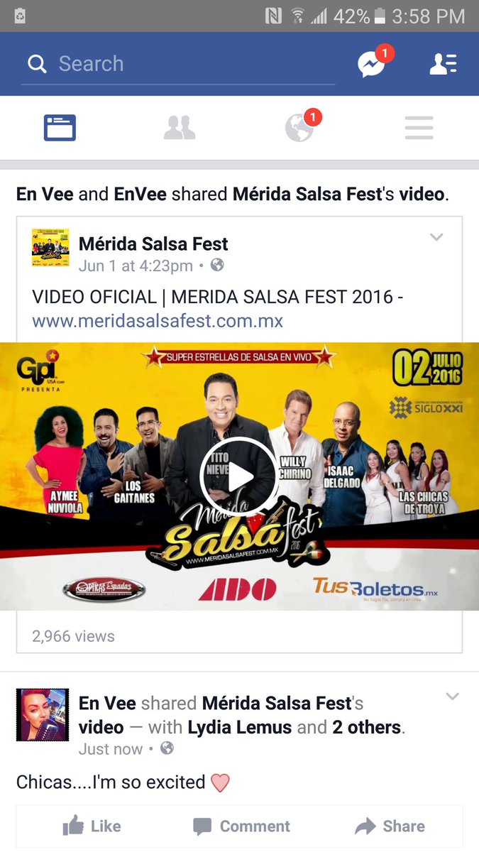 Envee77's tweet photo. Excited!noticia que estare cantando con #laschicasdetroya en#meridasalsafest.#redbabies en Mexico nos vemos pronto https://t.co/4CBNZ1b5gh