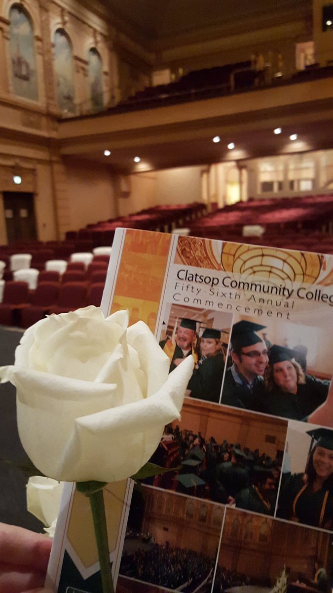 Getting ready for the CCC graduates at Liberty Theater! #clatsopcommunitycollege #libertytheater #tassleontheright